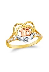remarkable 15 years heart two tone gold baby ring